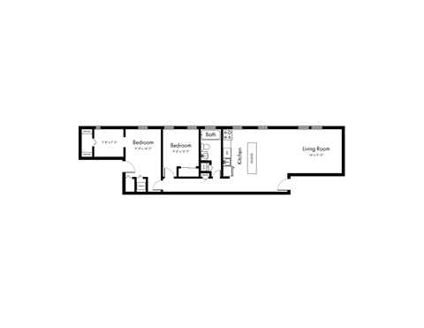 Spacious 2 Bedroom, 1 Bath Floorplan Image