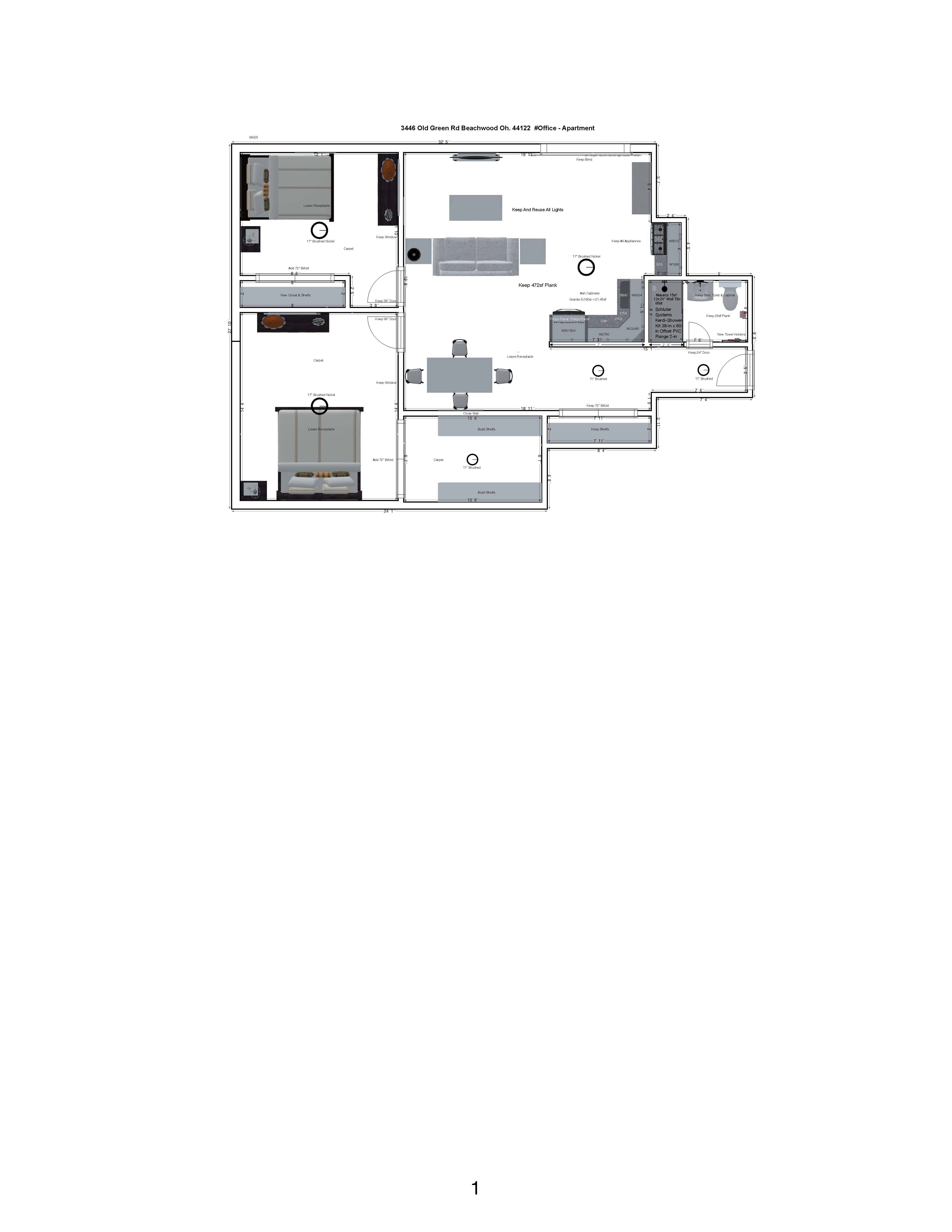 2 Bedroom 1 Bath 1,180 Sq. Ft. C floor plan at Old Green Place  Apartments, Integrity Realty LLC, Beachwood, OH, 44122