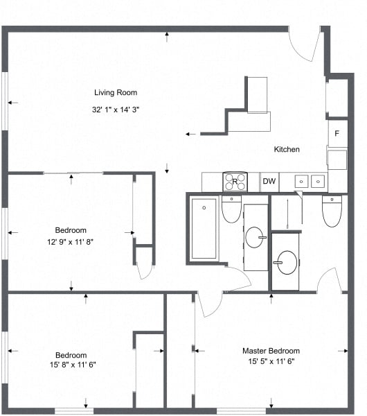 Renovated 3 Bedroom 2 bath 1384 Sq. Ft Floor Plans at Old Green Apartments, Ohio