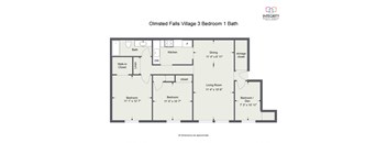 3 Bedroom 1 Bath 1250 Sq. Ft Floor Plan at Integrity Berea Apartments, Integrity Realty LLC, Berea, OH