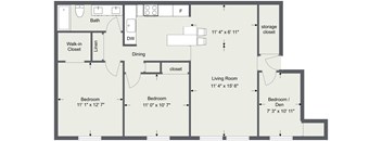 3 Bedroom 1 Bath 1250 Sq. Ft Floor Plans at Integrity Berea Apartments, Integrity Realty LLC, Berea, OH