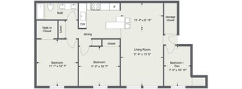 3 Bedroom 1 Bath with Kitchen Island