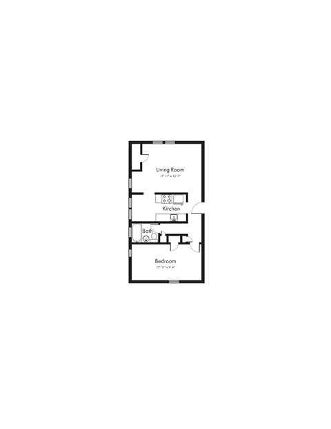 Spacious 1 Bedroom, 1 Bath Floorplan Image