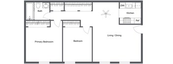 a floor plan of a house with a bedroom and a living room