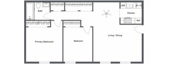 2 Bedroom 1 Bath 900 Sq. Ft. A Renovated Floor Plan at Renova of Brunswick, Brunswick Ohio