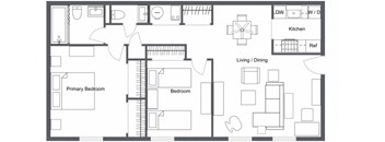 2 Bed 1H Bath Renovation 2D Floor Plan at Renova of Brunswick, Ohio