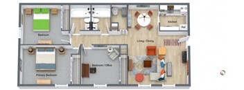 3 Bedroom 2 Bath floor plan renovated at Renova of Brunswick, Brunswick, OH 