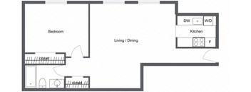 1 Bedroom  1 Bath  615 Sq. Ft. A Renovated Floor Plan at Renova of Brunswick, Ohio, 44212