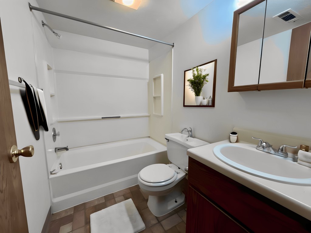 a bathroom with a sink toilet and a bath tub at Renova of Brunswick, Brunswick Ohio 