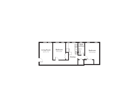 Spacious 2 Bedroom, 1 Bath Floorplan Image