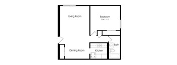 a floor plan of a 1 bedroom apartment
