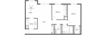 a floor plan of a unit with a bedroom and a living room