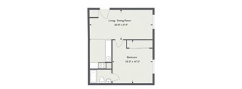1 Bedroom - 1 Bath 500 Sq. Ft Floor Plan  at Integrity Berea Apartments, Integrity Realty LLC, Ohio