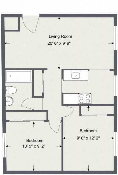 2 Bedroom 1 Bath