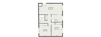 2 Bedroom 1 Bath 500 Sq. Ft Floor Plan at Integrity Berea Apartments, Integrity Realty LLC, Ohio