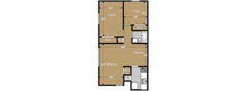 2 Bedroom 1 Bath 846 Sq. Ft Terrace  floor plan at Ryan Place Apartments, Integrity Realty, Kent