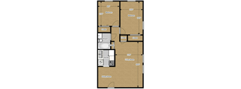 2 Bedroom - 1 Bath 763 Sq. Ft Village floor plan at Ryan Place Apartments, Integrity Realty, Ohio