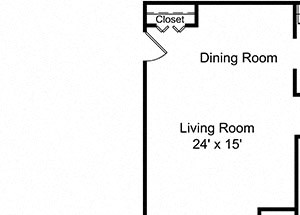 2 Bed 1 Bath Floor Plan 2 Bed 1 Bath Floor Plan at Westwood Meadows - SP Westlake 27825 Detroit Apartments, Integrity Realty LLC, Westlake, 44145