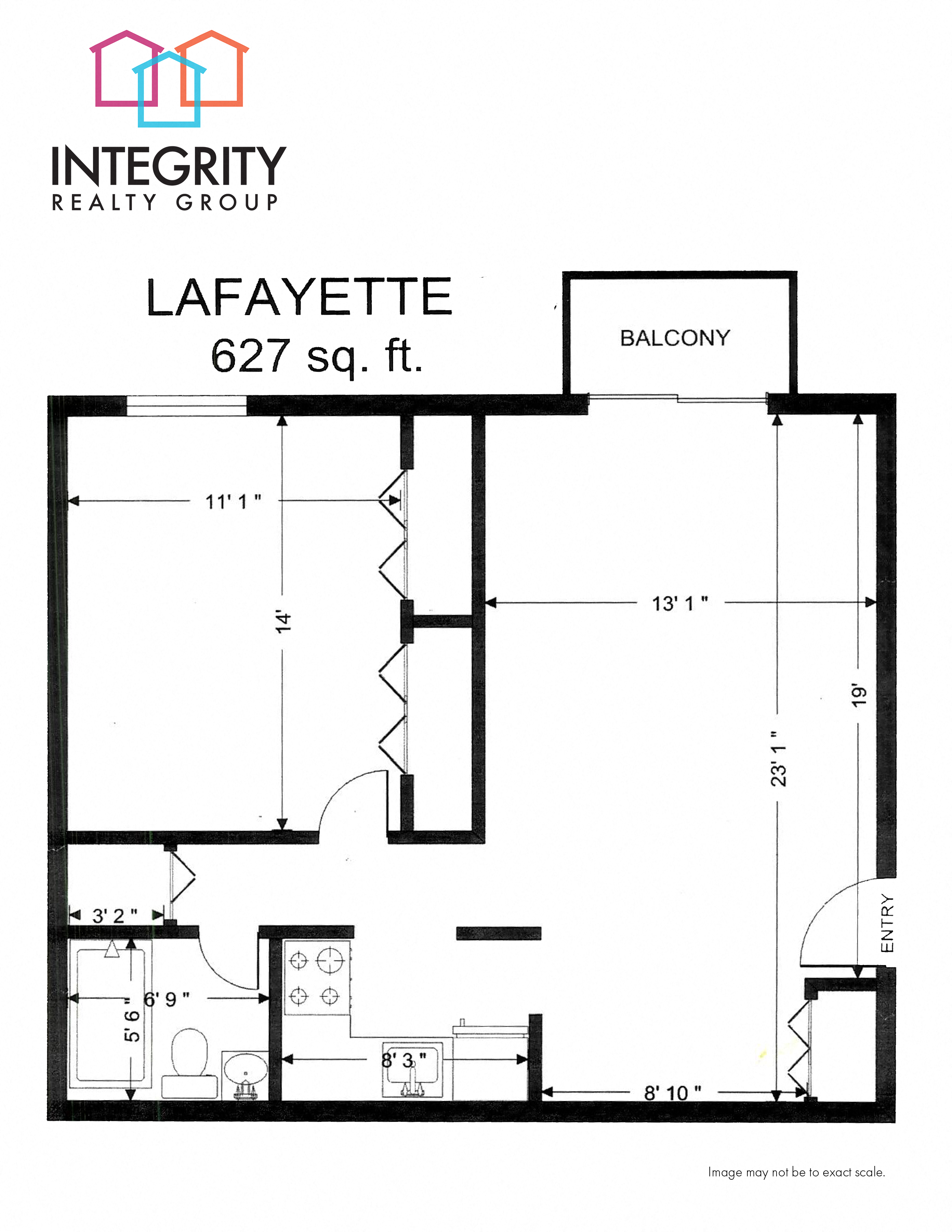 1 Bed/1 Bath/627 sq ft/Renovated