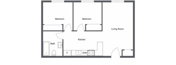 a floor plan of a 2 bedroom 1 bath apartment