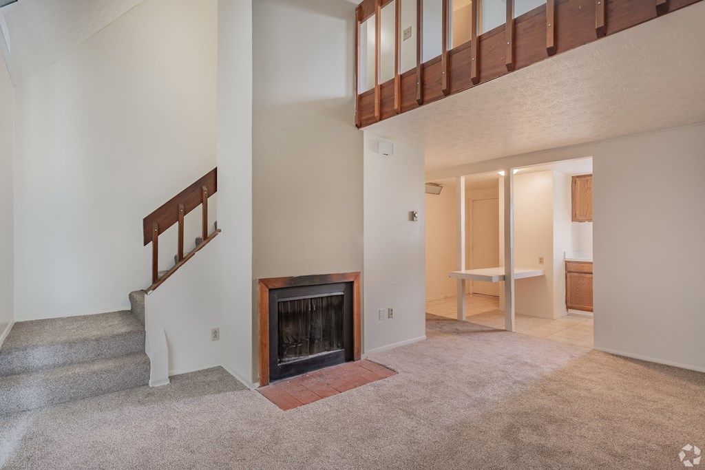 Vaulted Ceilings and Fireplaces at Woodland Pointe Apartments and Townhomes, Integrity Realty, Kent