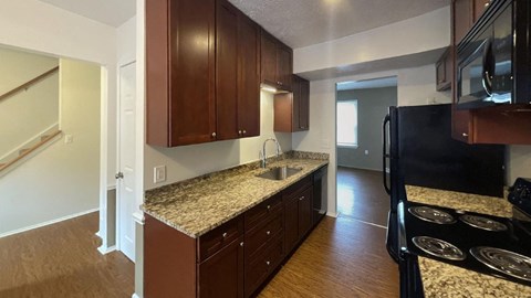 Renovated Kitchen at Woodland Pointe Apartments and Townhomes, Integrity Realty, Ohio, 44240