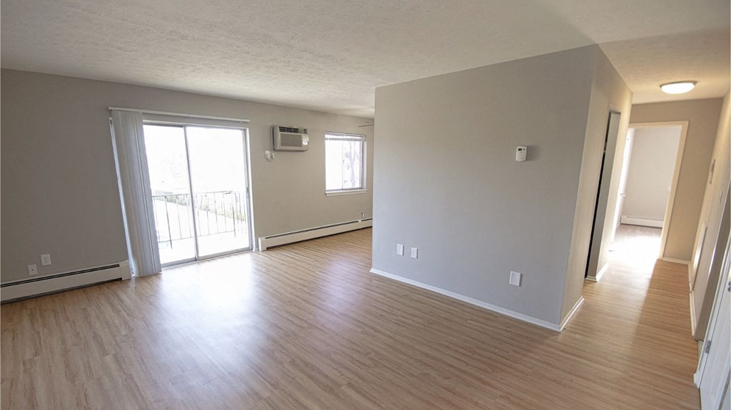 Updated living area with plank flooring