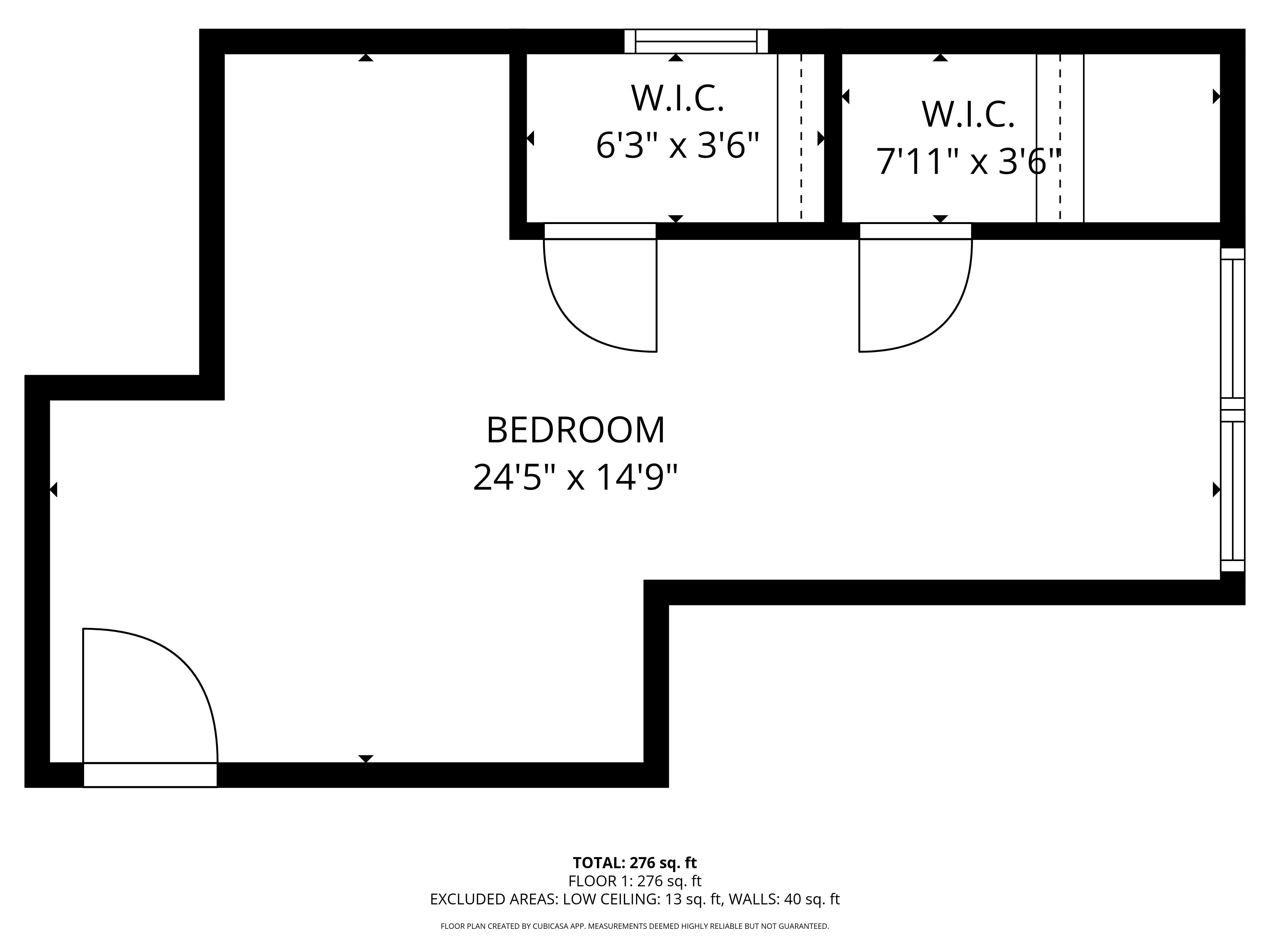 A black and white image of a floor plan for a bedroom.