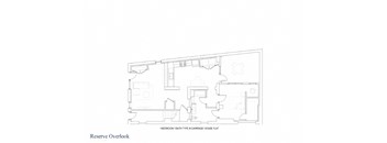 A floor plan of a 1 bedroom 1 bathroom type C carriage house.