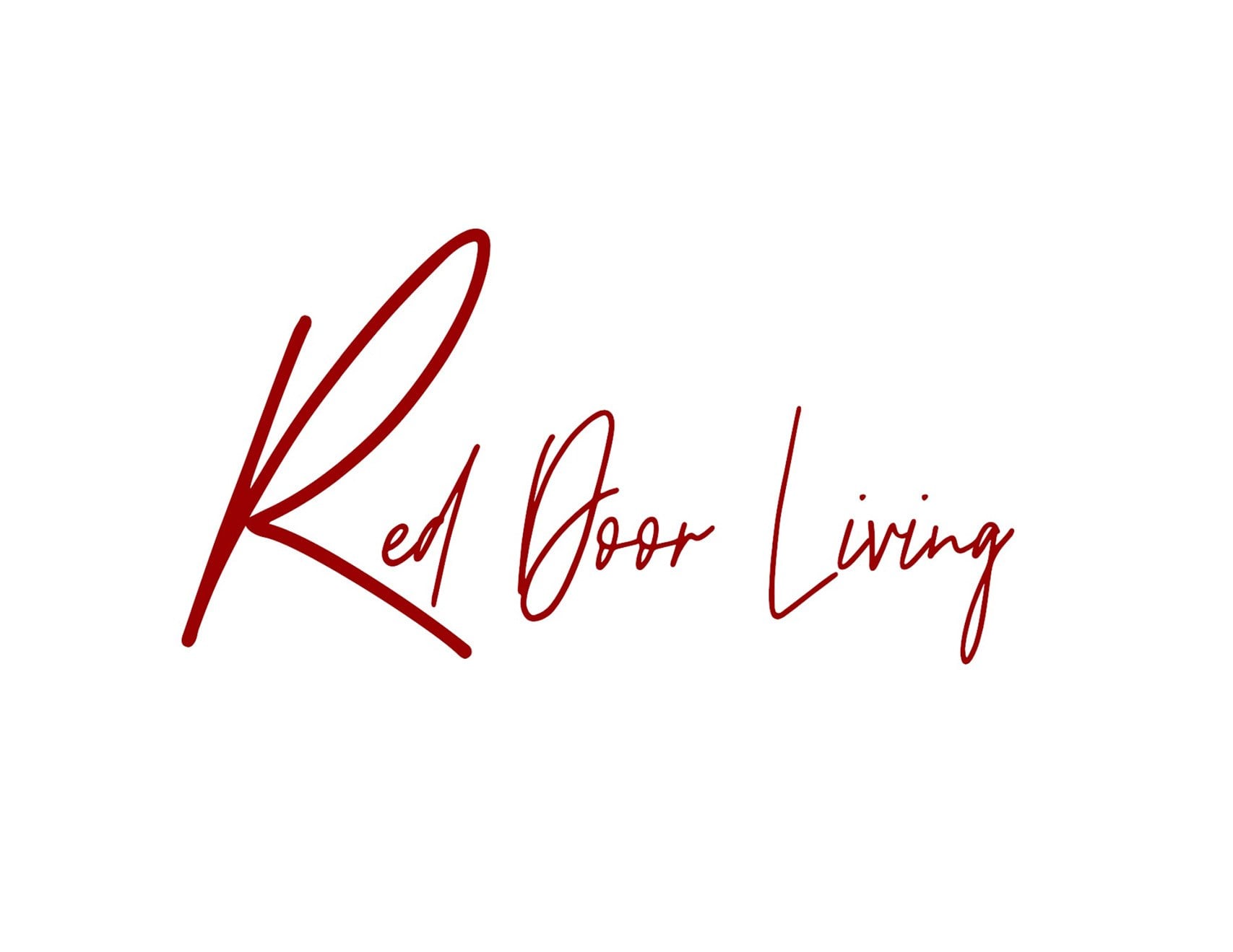 A red script logo that says Red Door Living.