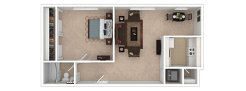 One Bedroom 750-to800 Sq. Ft. Floor Plan at Shaker Collection  Apartments, Integrity Realty, Ohio, 44120