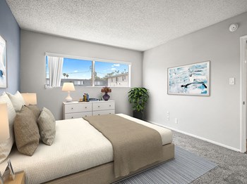 Carpeted bedroom with large window for natural light. Carpeted bedroom with large window for natural light. - Photo Gallery 4