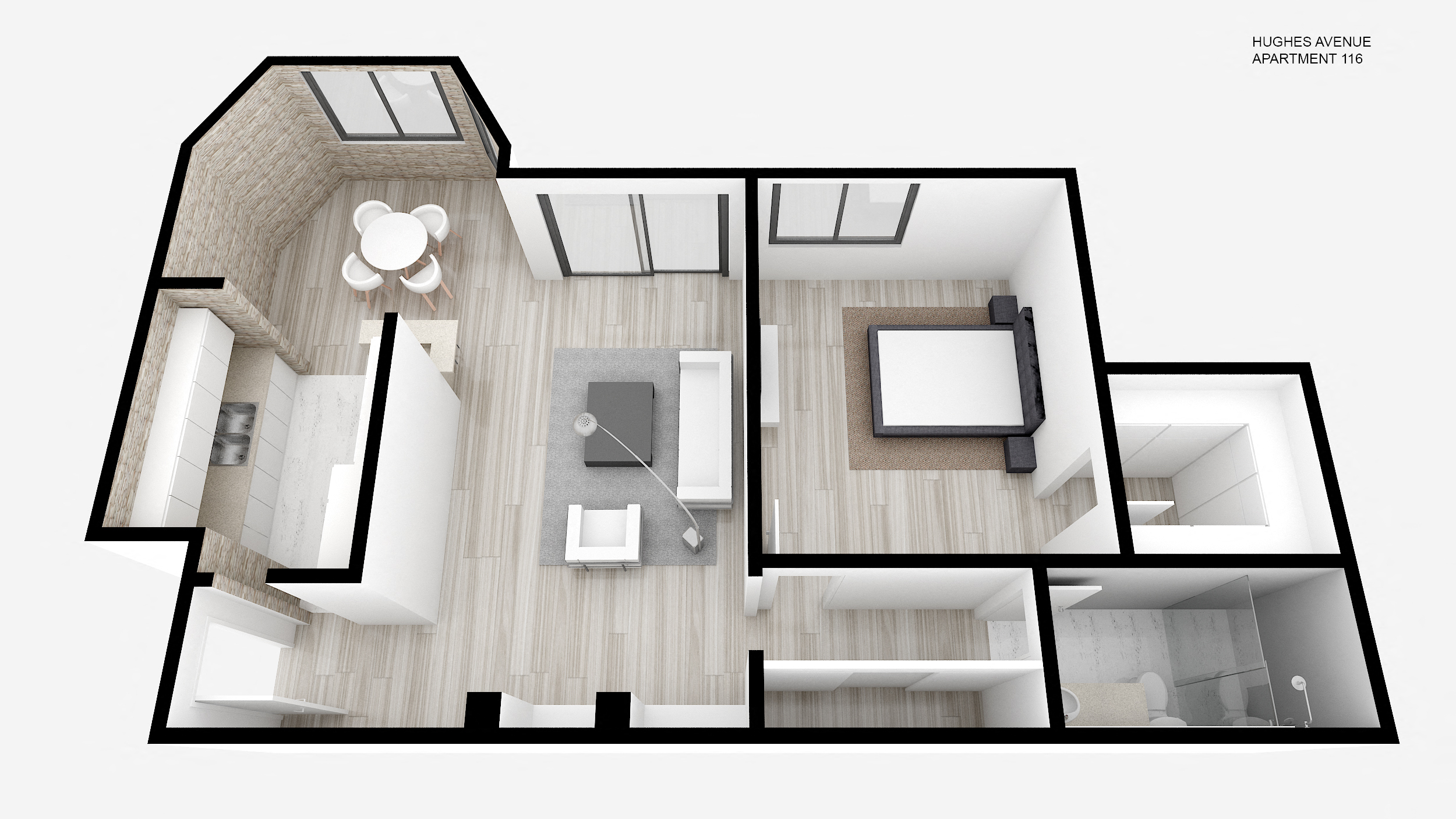 One Bed + One Bath Floorplan
