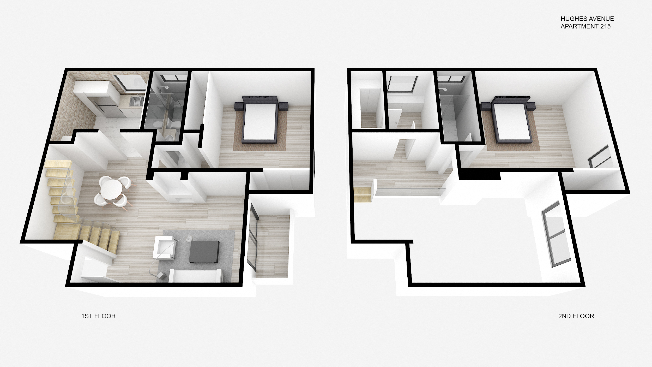 Two Bed + Two Bath Townhouse w/ Loft Floorplan
