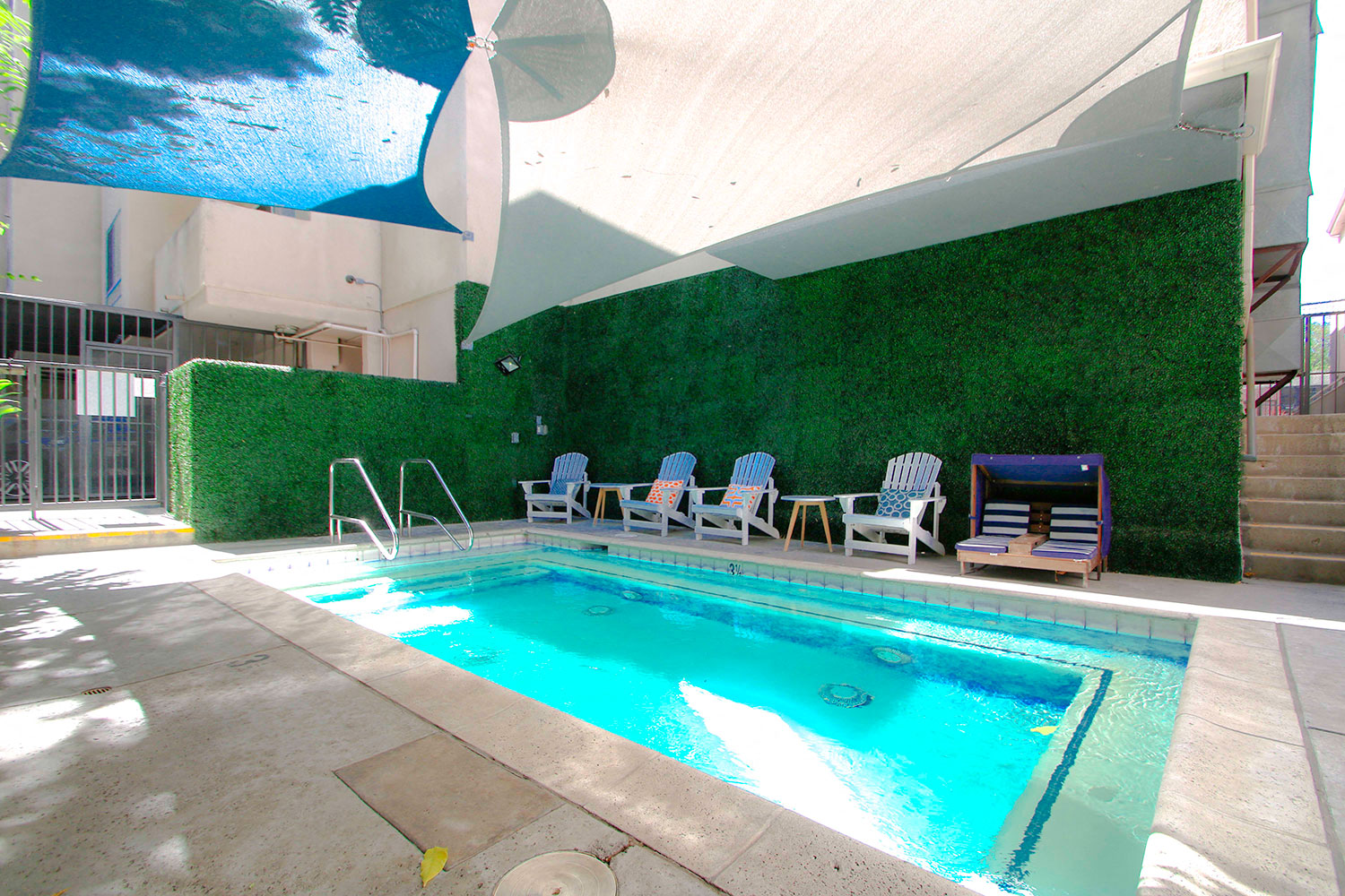 Jacuzzi at Catalina Apartments which can accommodate up to 15 people.