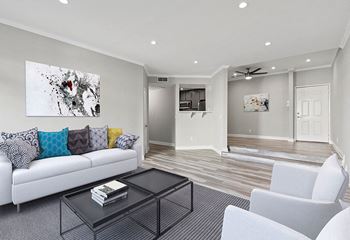 Large living room featuring hardwood floors.