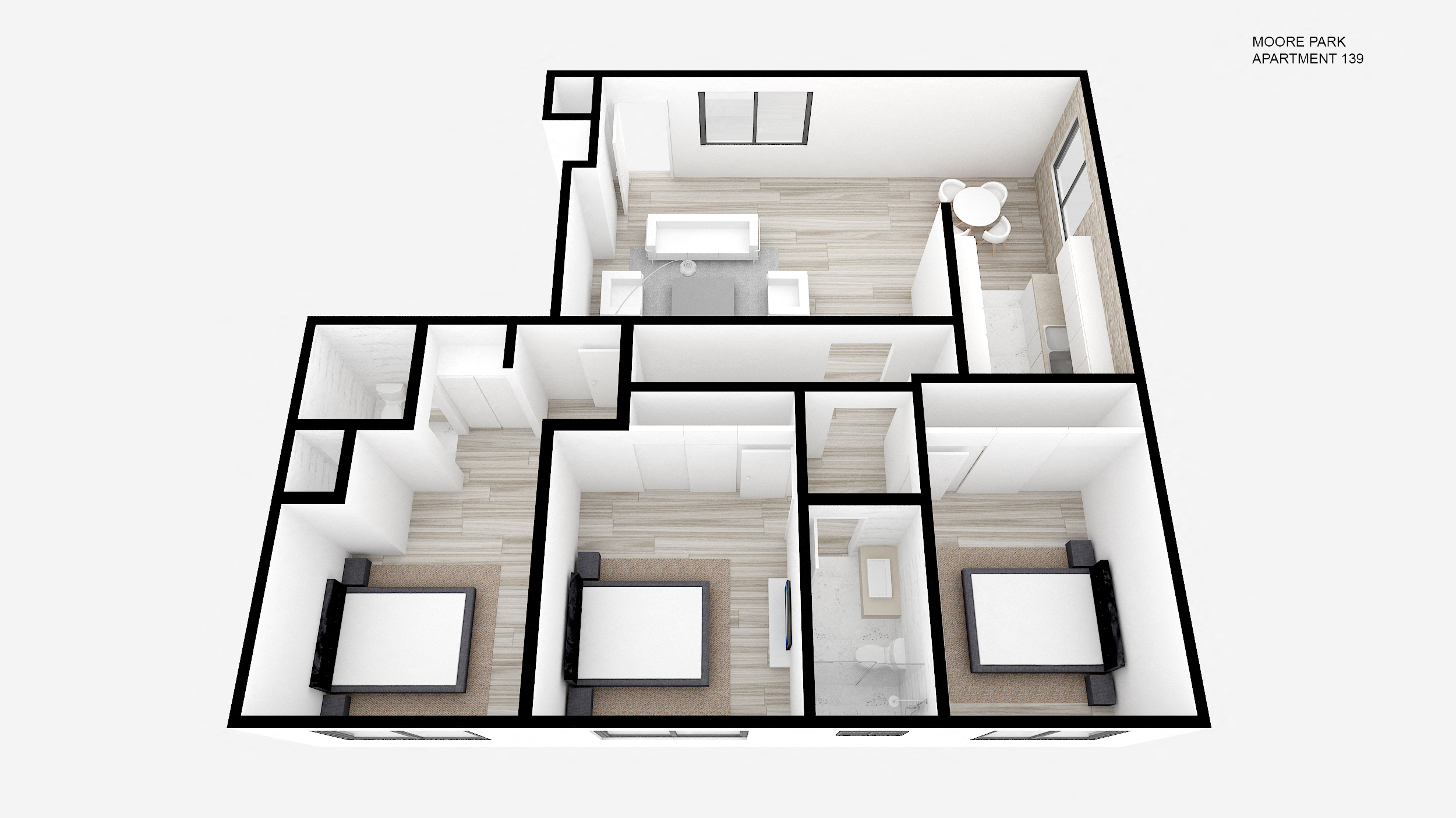 Three Bed + 1.5 Bath