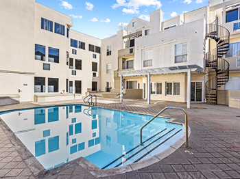 Courtyard pool and lounging space.