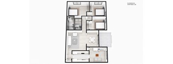 Three Bedroom Two Bathroom with Den Floorplan