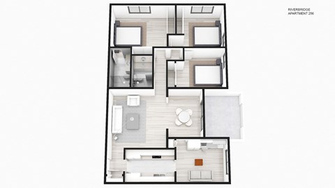 Three Bedroom Two Bathroom with Den Floorplan
