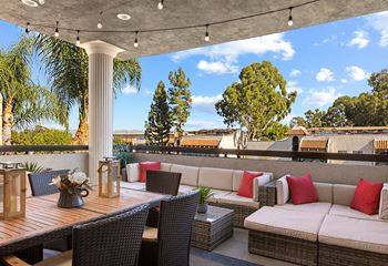 Rooftop lounge and dining area.