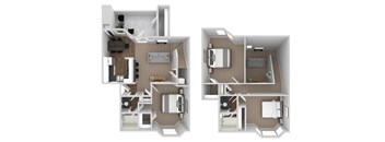 A floor plan of a two bedroom apartment.