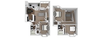 A floor plan of a two bedroom apartment.