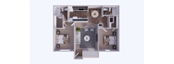 A top view of a house layout with a central courtyard.