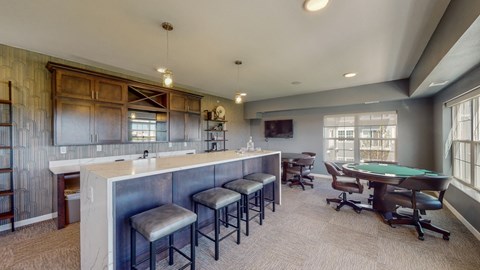 Recreation Room with Kitchen Island