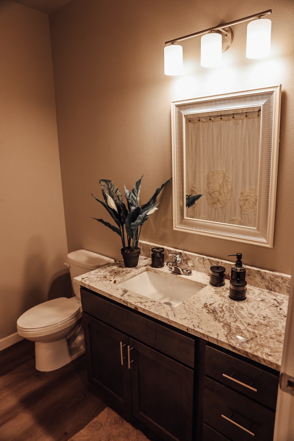 a bathroom with a sink and a toilet and a mirror