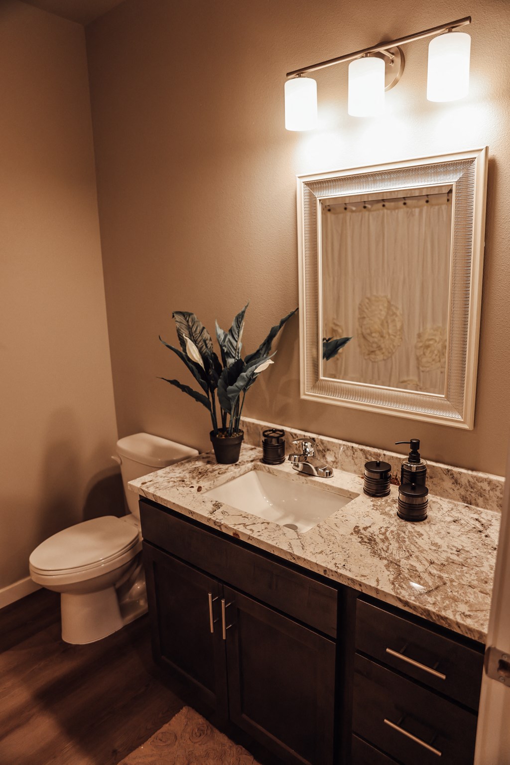 a bathroom with a sink and a toilet and a mirror