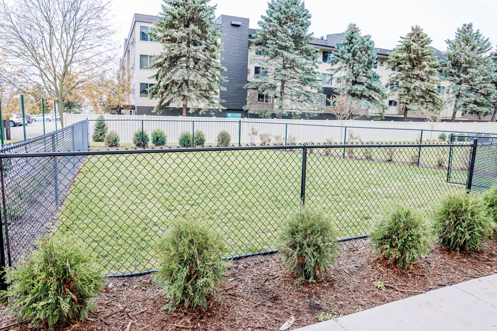 a chain link fence with plants in front of a tennis court