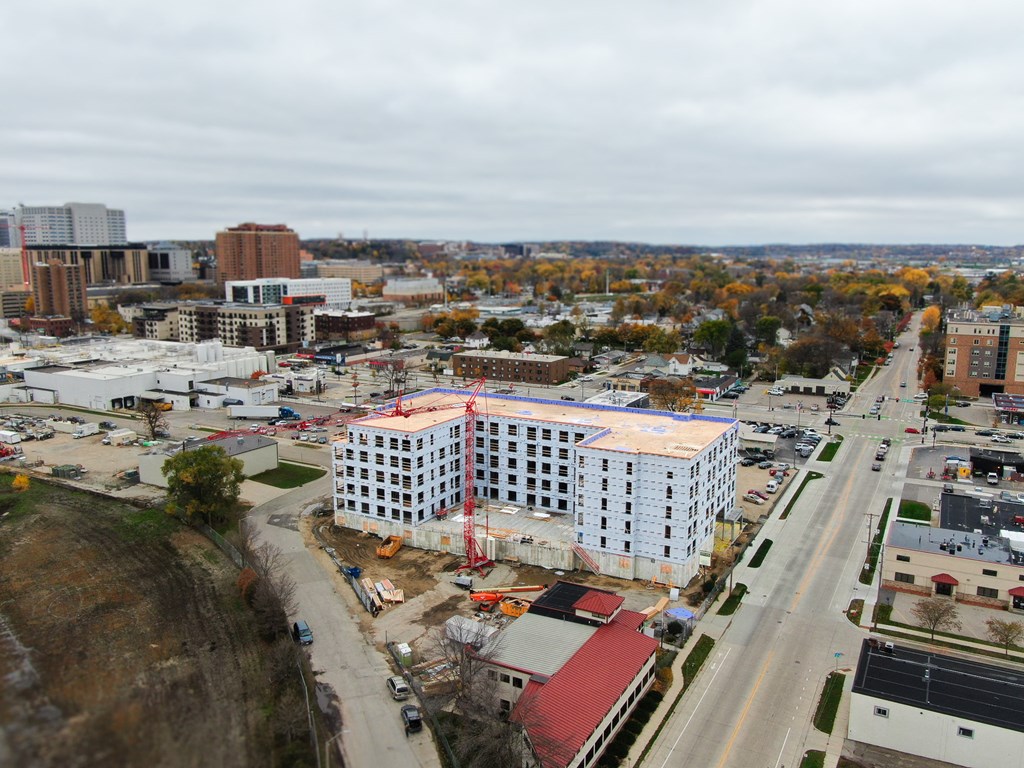 an aerial view of a construction site in the city