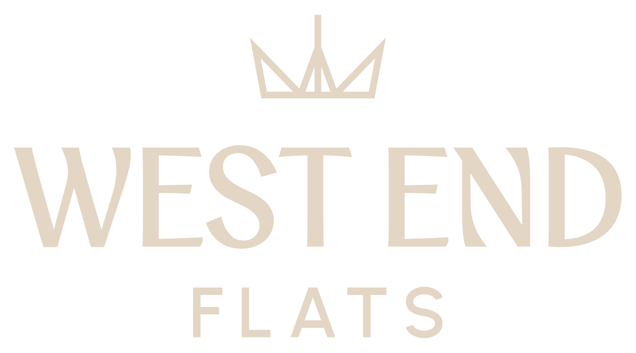 A black and white image with the words "West End Flats" and a crown graphic.